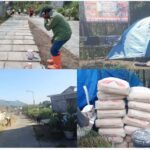Kegiatan kerja bakti dimulai dengan membersihkan jalan dari rumput liar dan bebatuan, kemudian meratakan permukaan jalan yang berlubang.