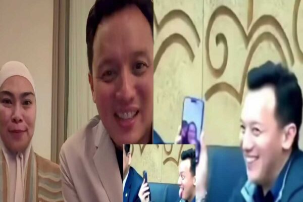 Tangkapan layar video viral Moreno Soeprapto saat menerima video call di rapat DPR."