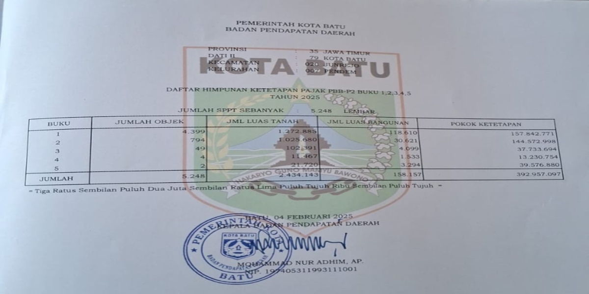 Tri Wahyuwono Efendi Dorong Warga Pendem Sadar Pajak, PBB Bisa Dicek dan Dibayar Online